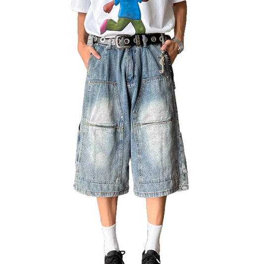 Multi Pocket Wide Leg Cropped Pants