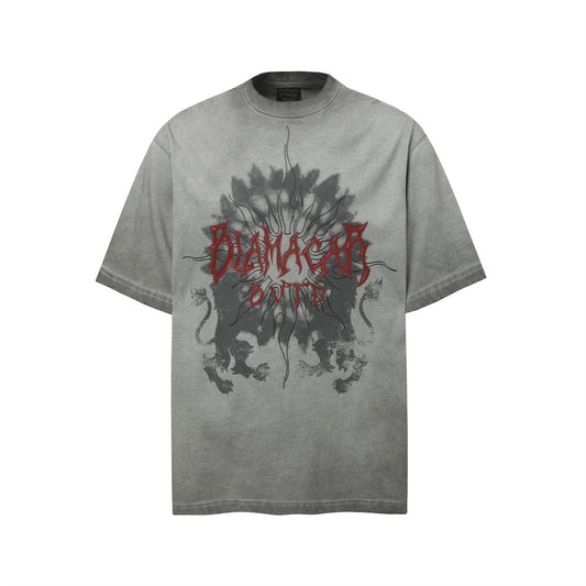 Harajuku Style Ink Lotus Abstract Print Short Sleeve T-Shirt