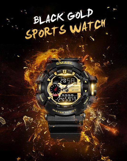 Men's Military Sports Watch - Dual Display Waterproof LED