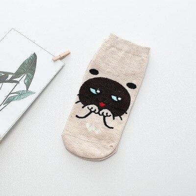 Kawaii Cartoon Cat & Dog Women’s Short Socks