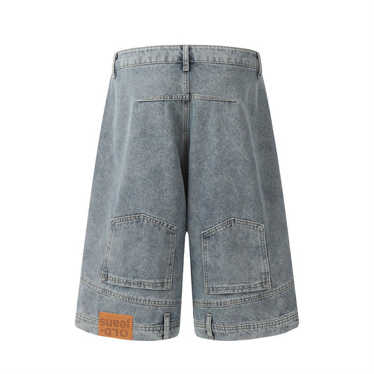 Harajuku Style Mid-Length Denim Shorts for Men
