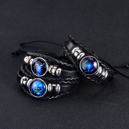 Glow in the Dark 12 Constellations Zodiac Sign Bracelet