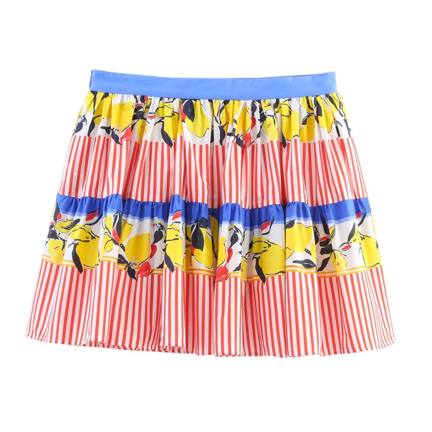 Playful Printed Elastic Waist Short Skirt