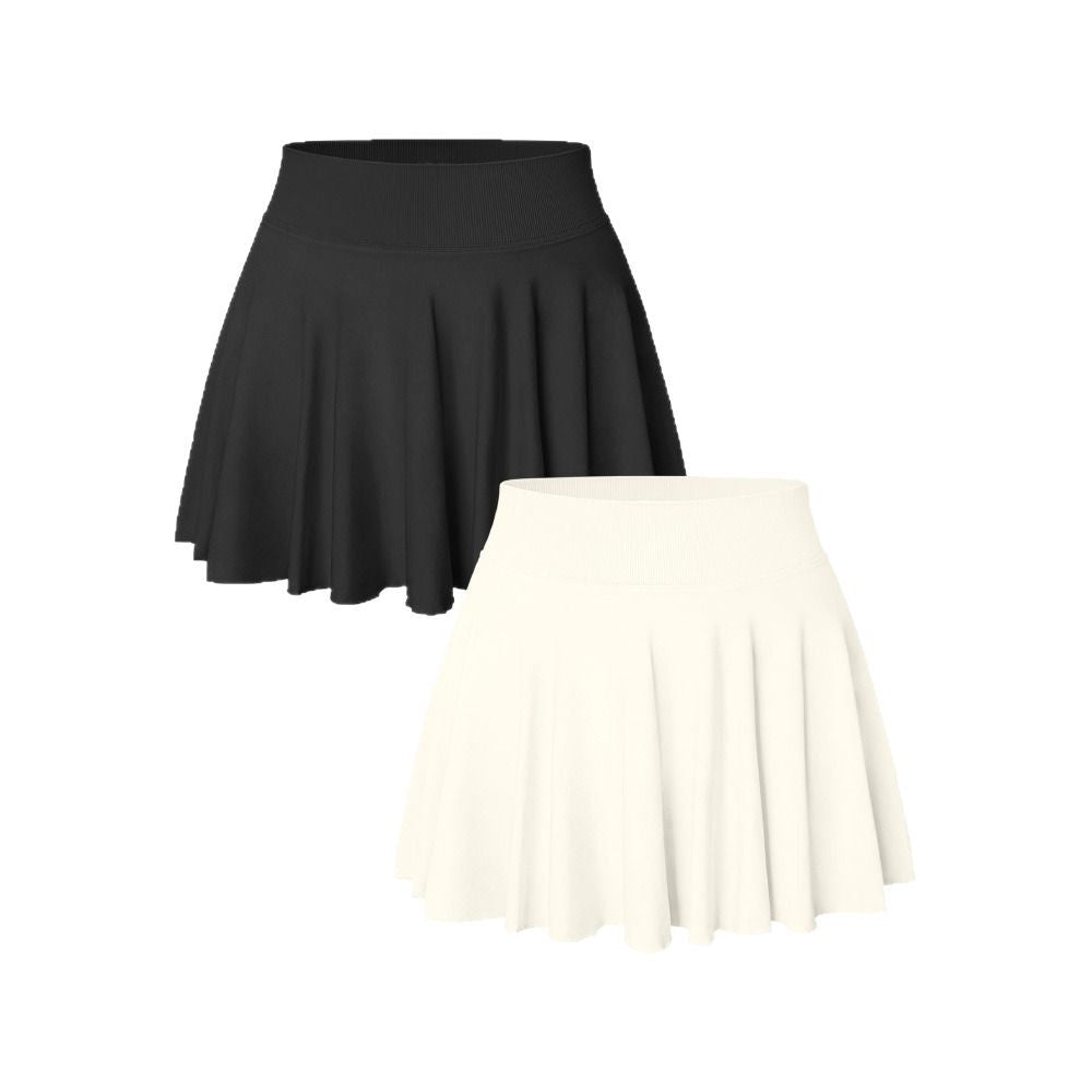 Quick-Drying Elastic Waist Fitness Skirt with Pockets for Sports and Yoga