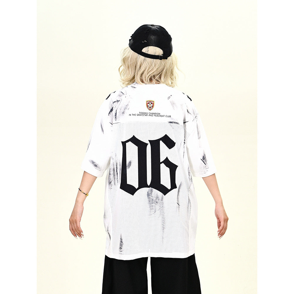 Antique Hollow Out Jersey Half-Sleeved T-Shirt