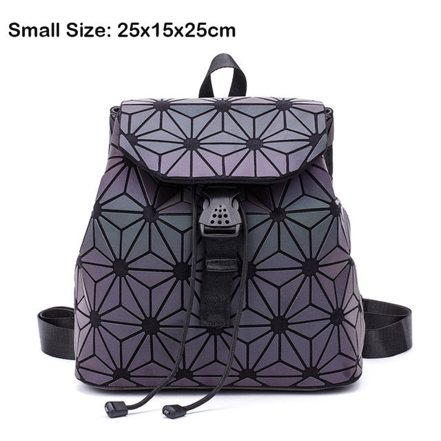 Luminous Geometric Plaid Sequin Backpack for Women