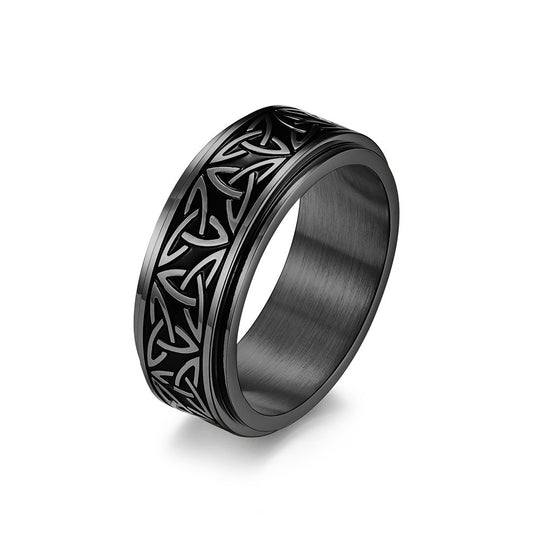 Nordic Viking Triangle Rotatable Titanium Steel Ring