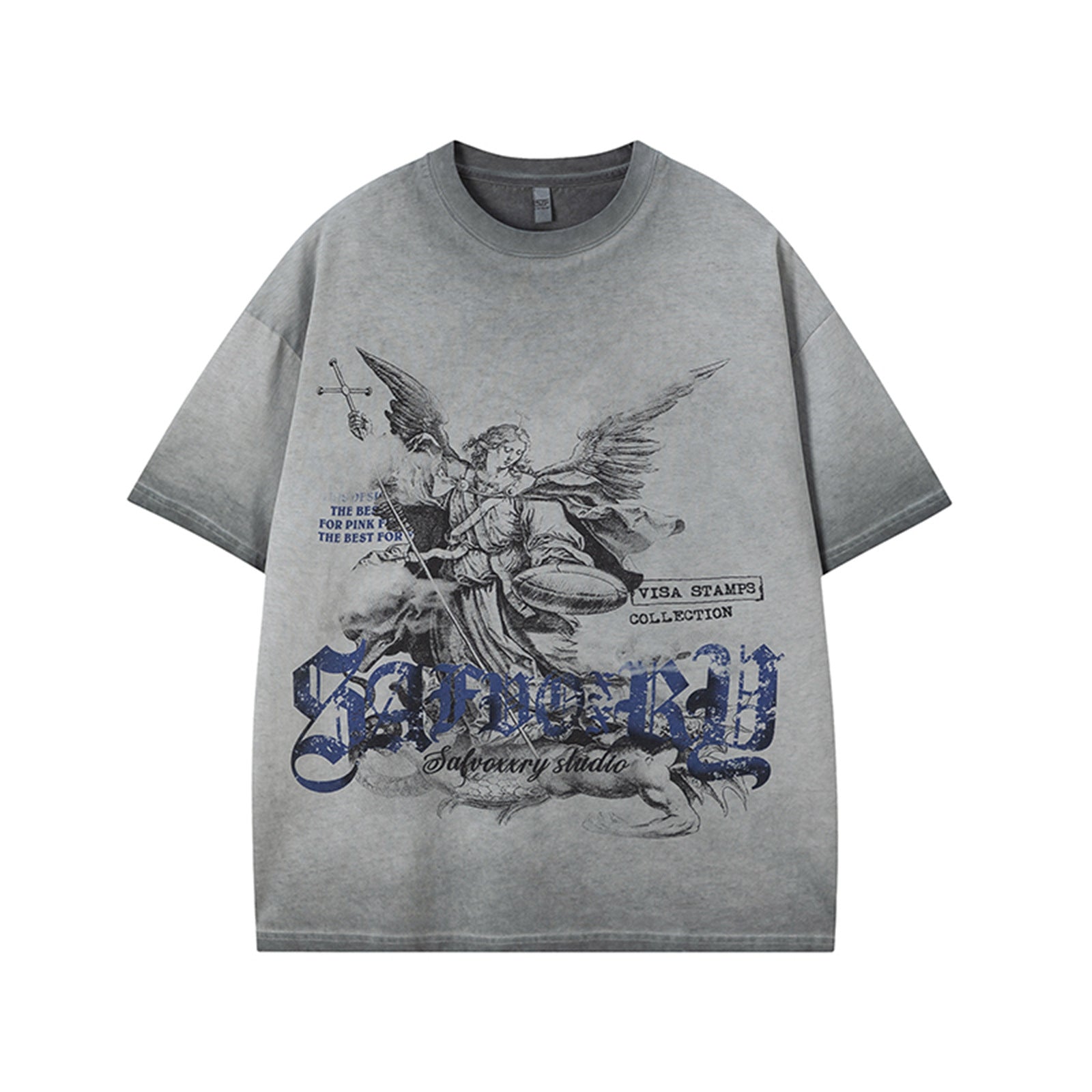 Harajuku Style Casual Grey Short Sleeved T-Shirt
