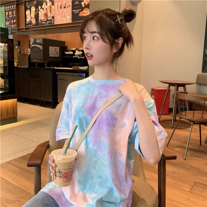 Casual Vintage Rainbow Faded Short Sleeve T-Shirt