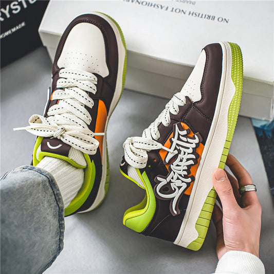Harajuku Style Color Blocked Casual Board Shoes for Men