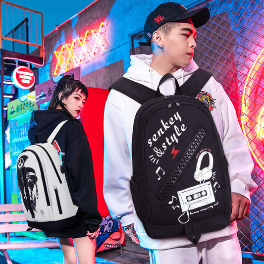 Harajuku Style Oxford Cloth Backpack - Large Zipper School Bag
