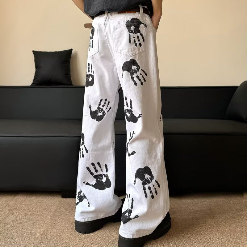 Men's White Denim Micro Flared Pants