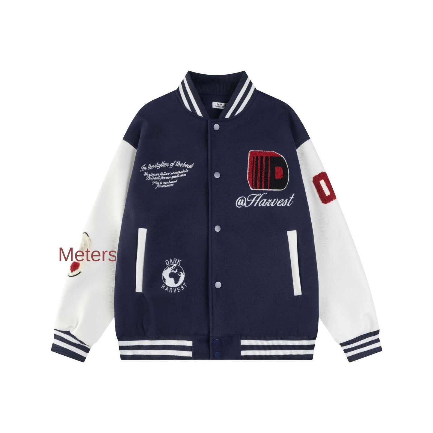 Playful Patchwork PU Leather Bomber Jacket