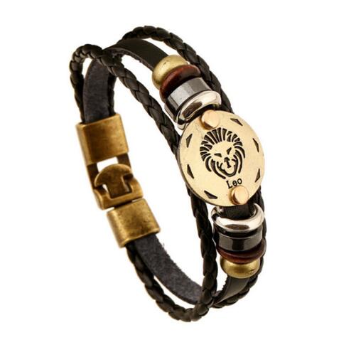 Zodiac Signs Bracelet with Bronze Alloy Buckles