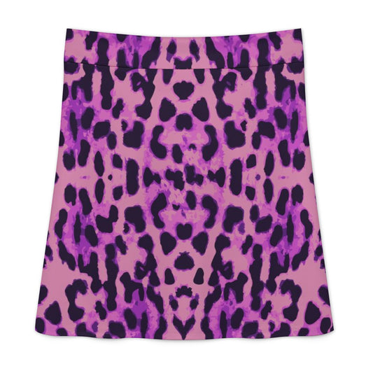 Purple Leopard Zipper Skirt Women's Short Dress