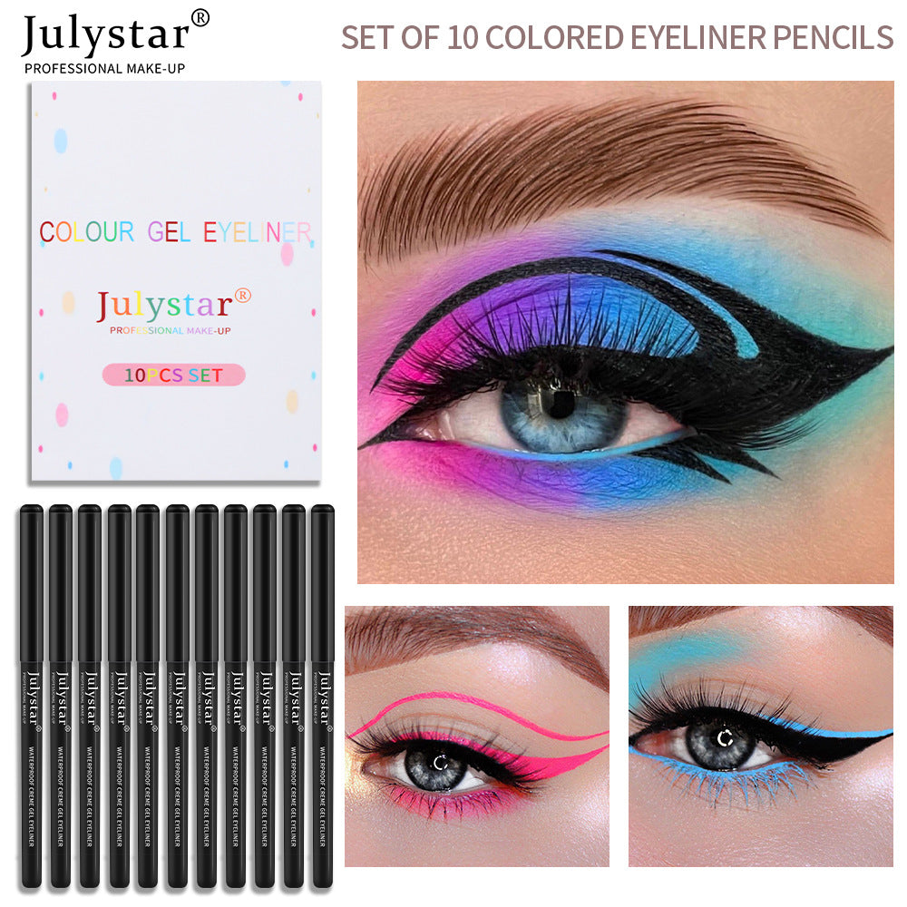 Harajuku Style Waterproof Eyeliner Pencil Set – 10 Colors