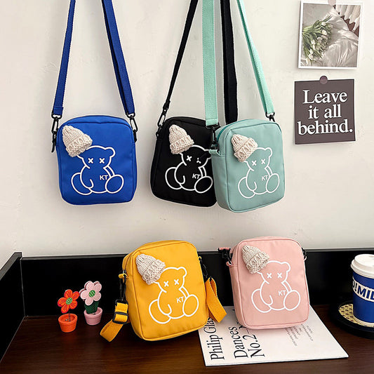 Playful Nylon Small Bear Bag for Women