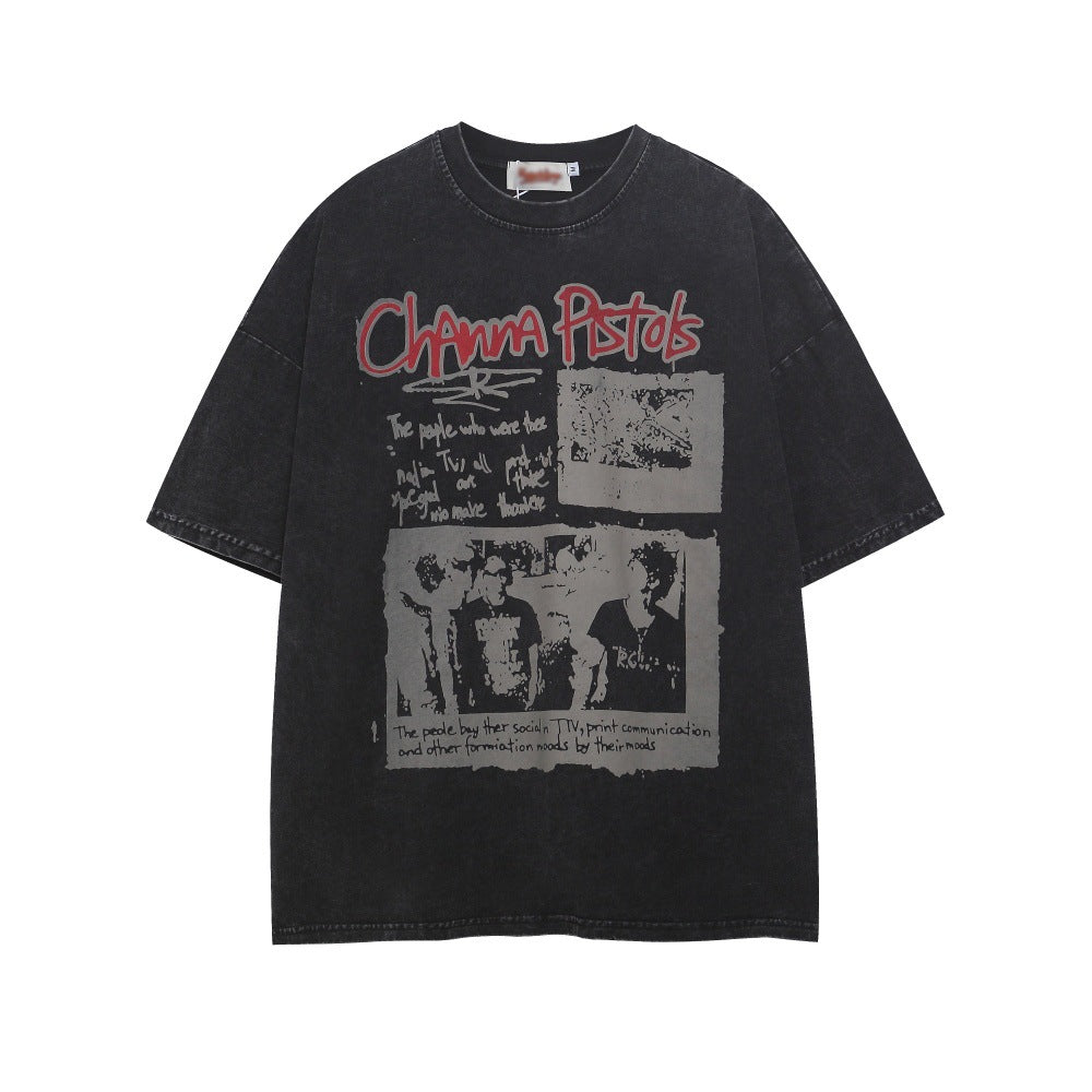 Dark Silhouette Print Cotton Short Sleeve Tee - Harajuku Style