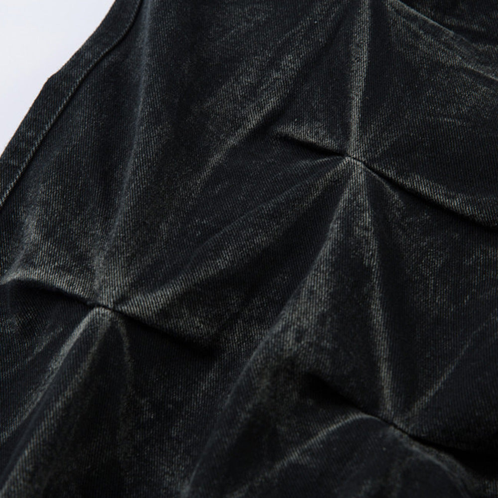 Harajuku Style Heavy Pleated Denim Pants for Men