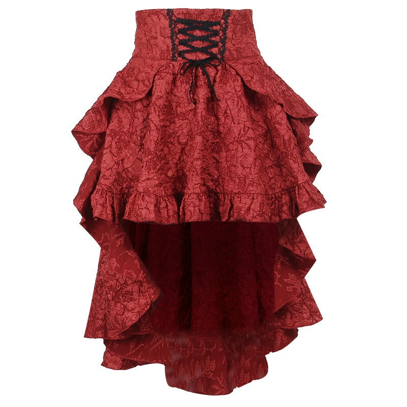 Chic Spliced Hip-Hugging Skirt for Women - Slimming High Waist with Straps and Trail