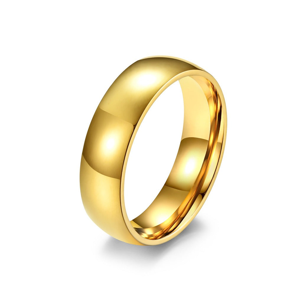 Glossy Gold Plated Curved Titanium Steel Couple Tail Ring