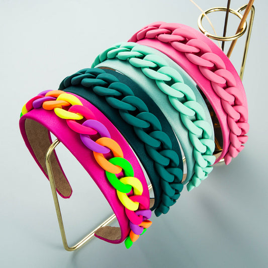 Pastoral Style Wide-Brimmed Color Chain Headband