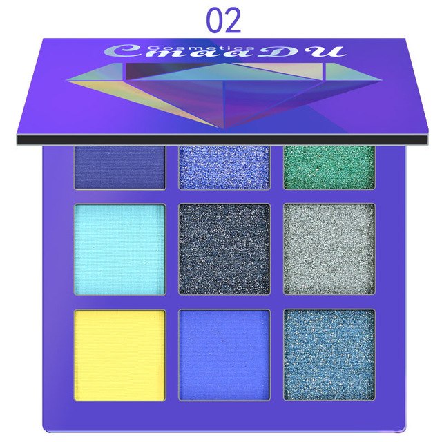 9 Color Diamond Bright Eye Shadow Palette - Matte & Shimmer