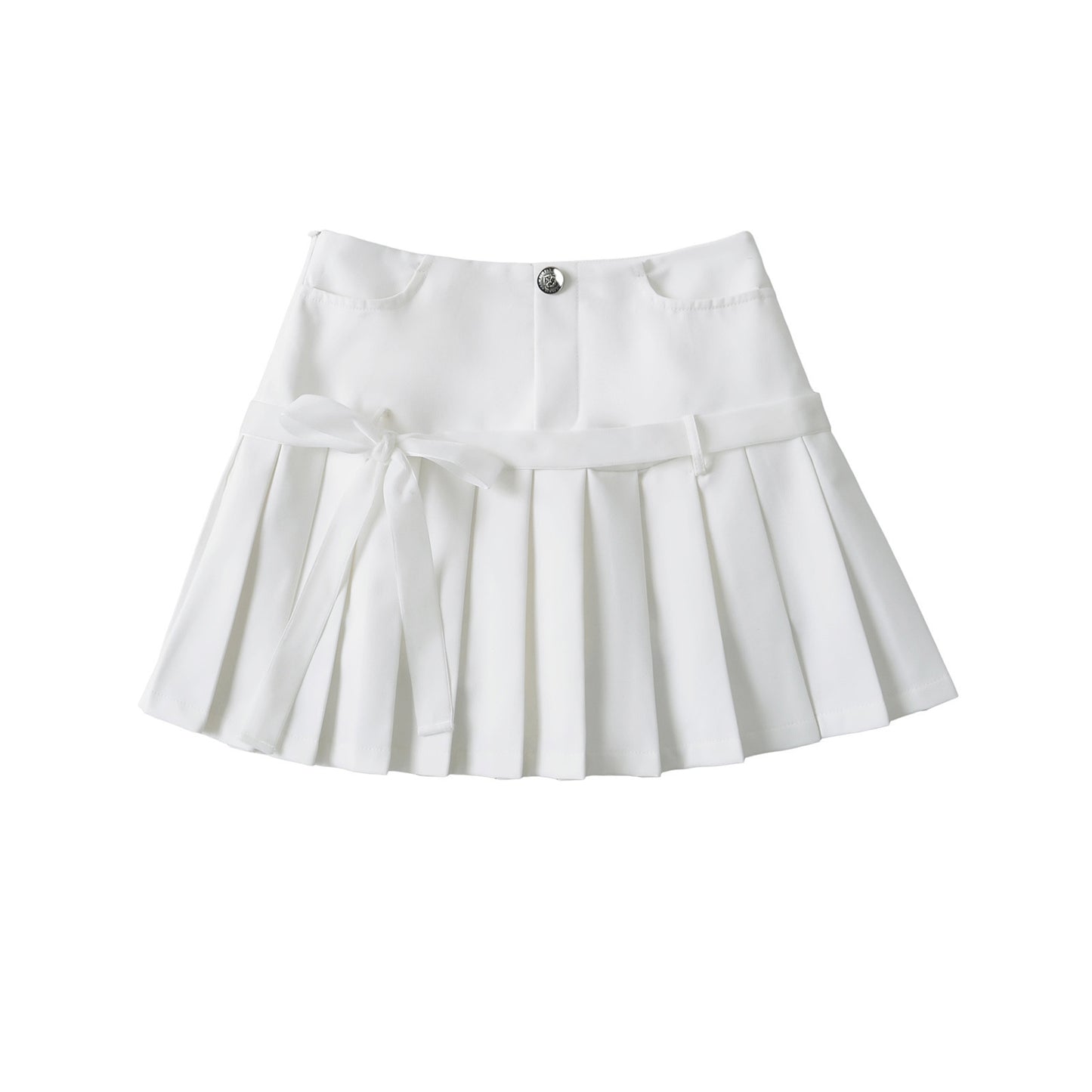 Plaid Bow Tie Pleated Skirt