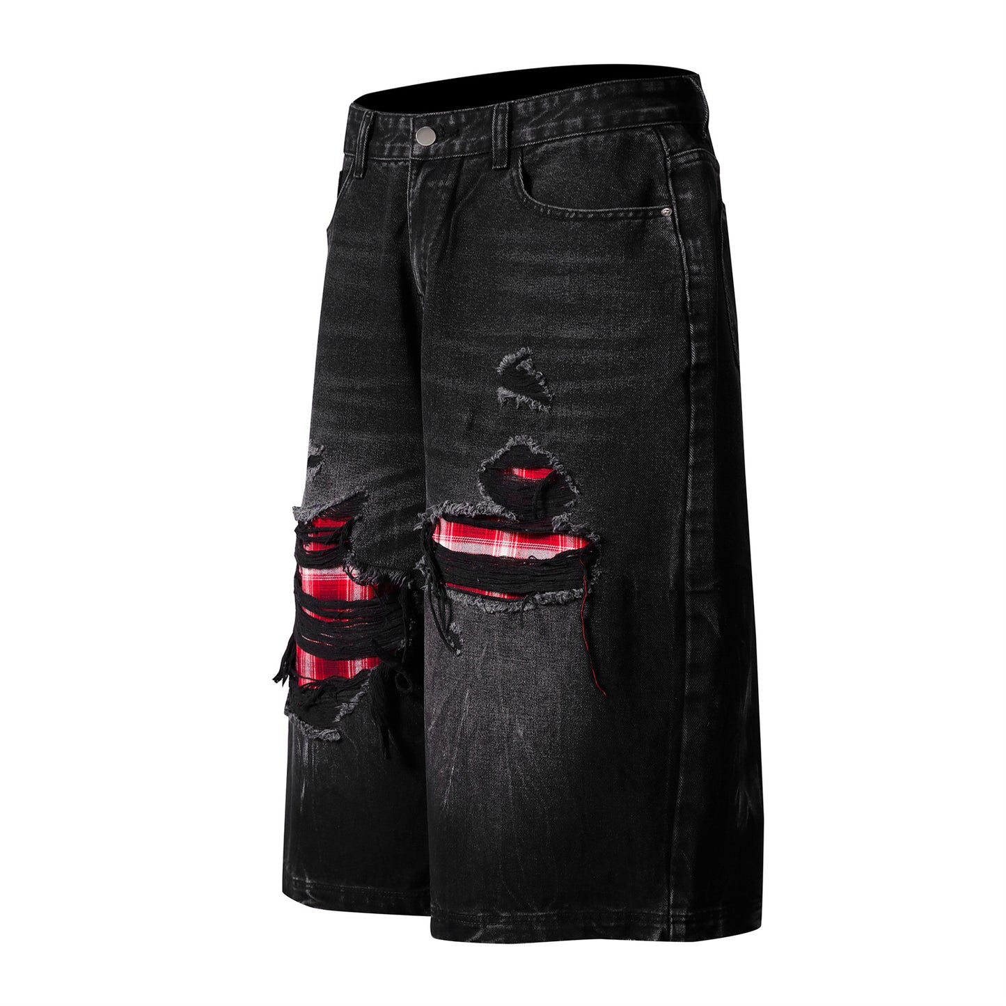 Streetwear High-Street Distressed Colorblock Jeans
