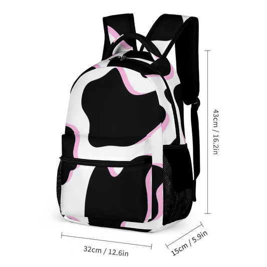 Cow and Pink Pattern Three-Piece Backpack Set Combination