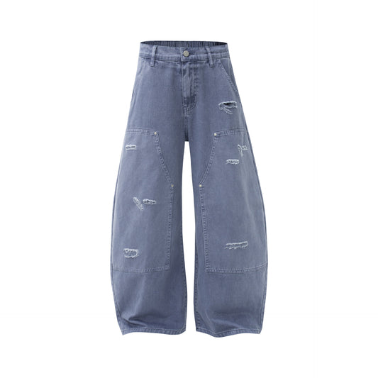 Harajuku Style Ripped Jeans - Loose Fit Slimming Pants