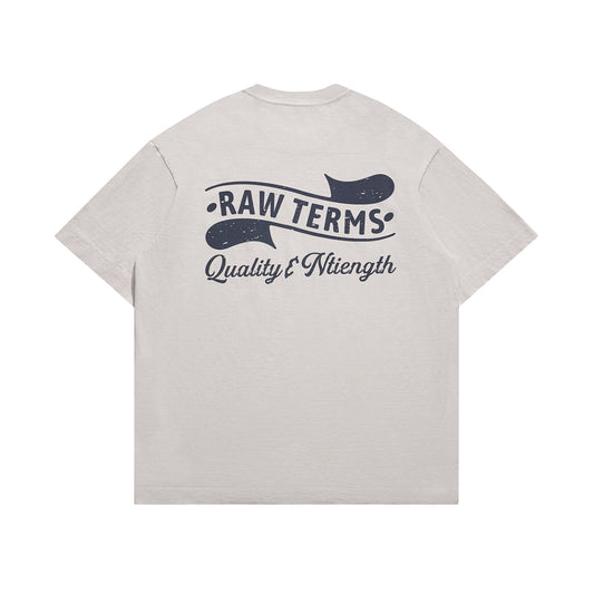 Washed Distressed Mottled Print Loose Casual Tee