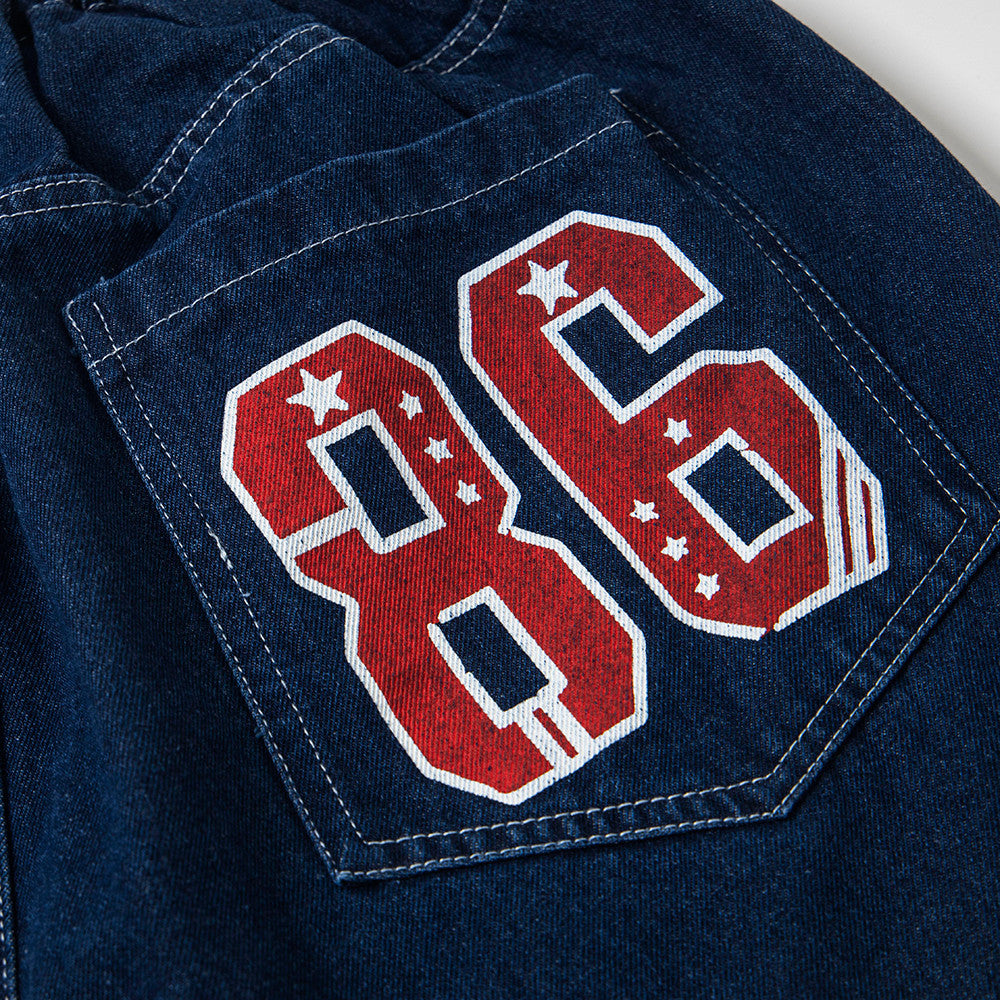 Harajuku Style Fun Cartoon Print Denim Shorts for Men