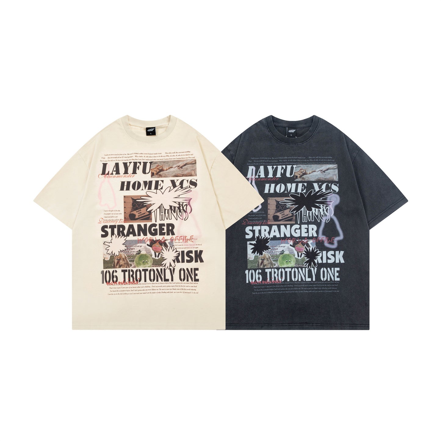 Harajuku Vintage Washed Short Sleeve T-Shirt for Men