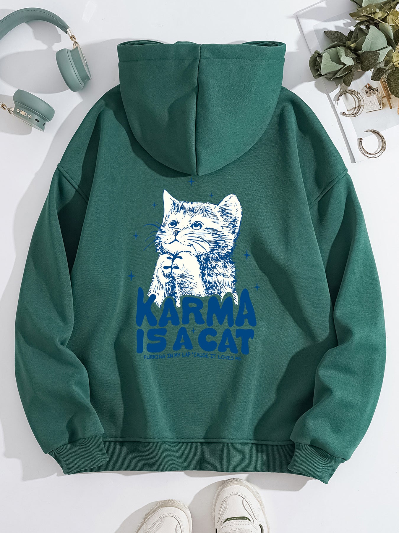 Kangaroo Pocket Hooded Long Sleeve Fleece Hoodie for Cats