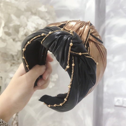 Beaded Knotted Wide-Brimmed Headband