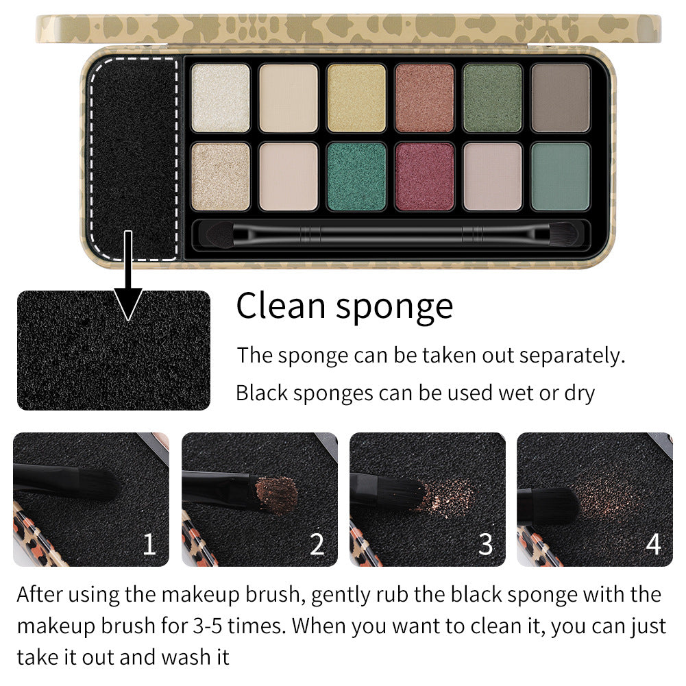 12 Colors Leopard Eyeshadow Palette - Pearl Matte Finish
