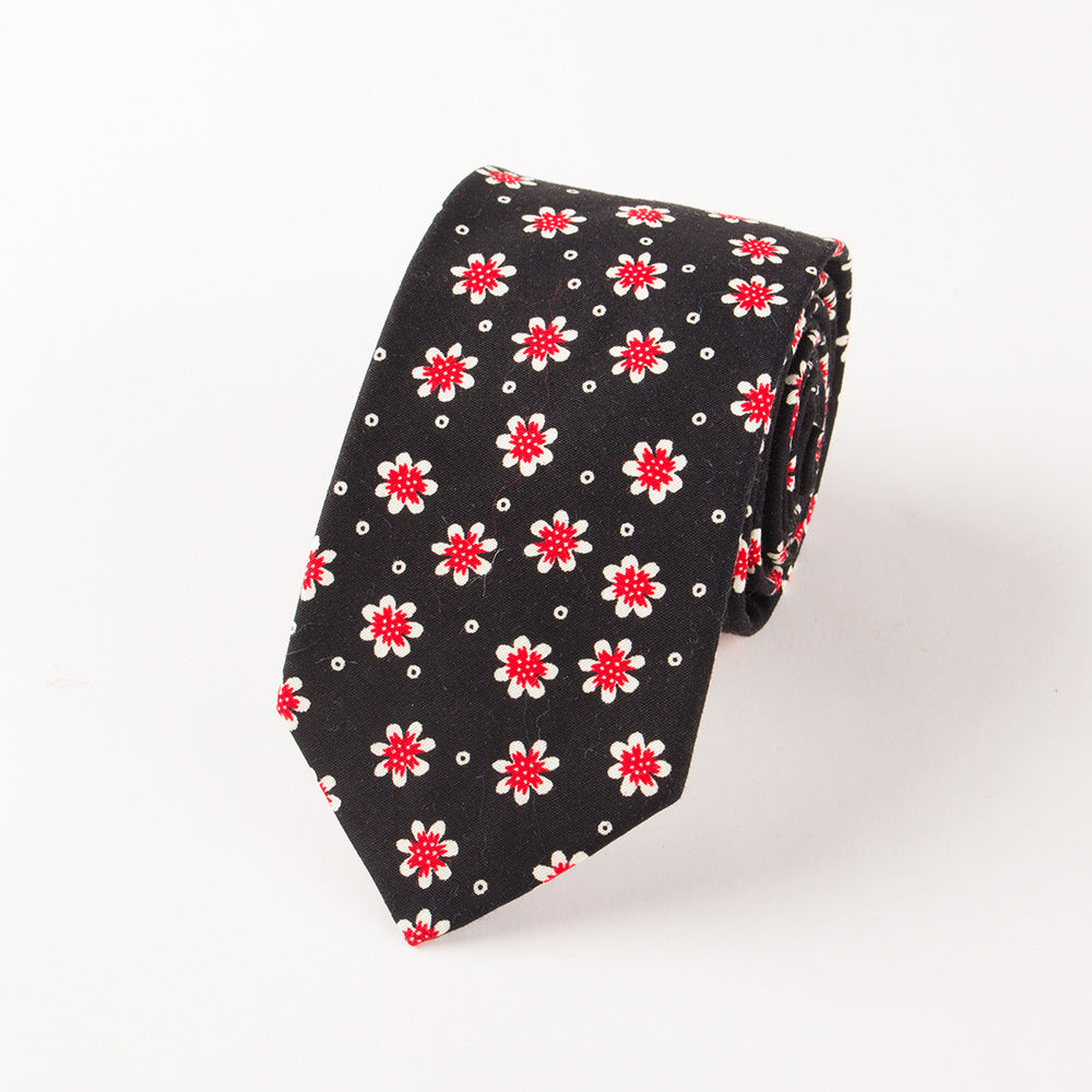Men's Cotton Floral Print Wedding Tie