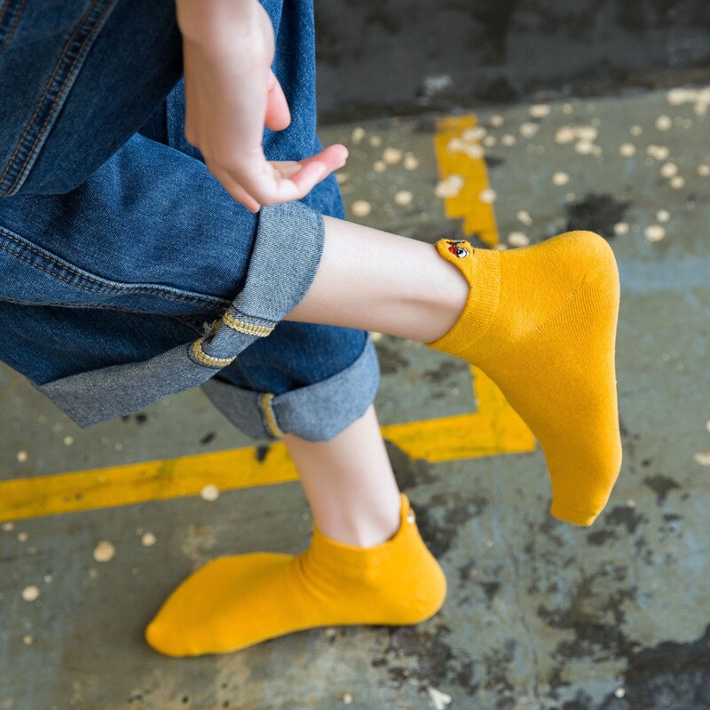 Playful Candy Color Ankle Socks for Women