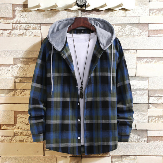 Men's Trendy Korean Plaid Long Sleeve Shirt