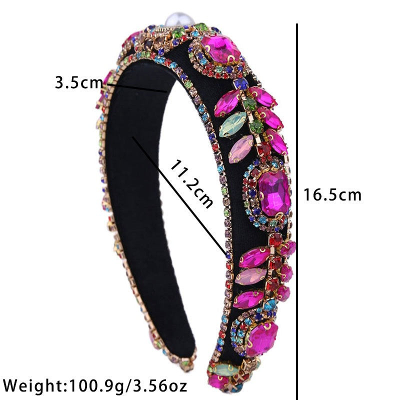 Colored Glass Diamond Flower Headband
