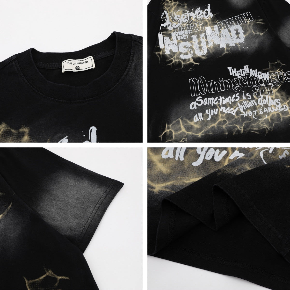 Harajuku Style Graffiti Letter Print Short Sleeve T-Shirt