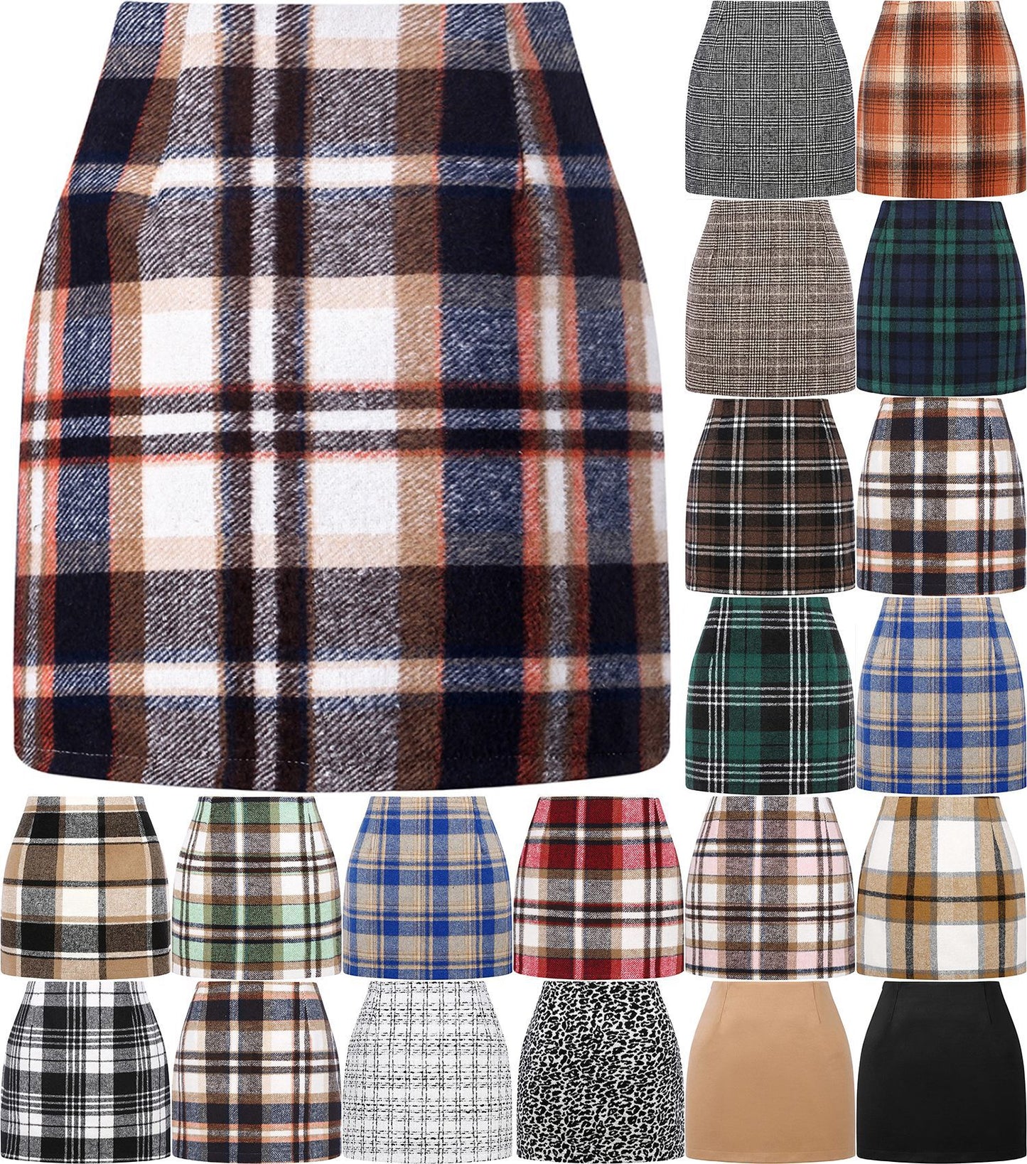 Women's High Waisted Plaid Pencil Skirt - Harajuku Style