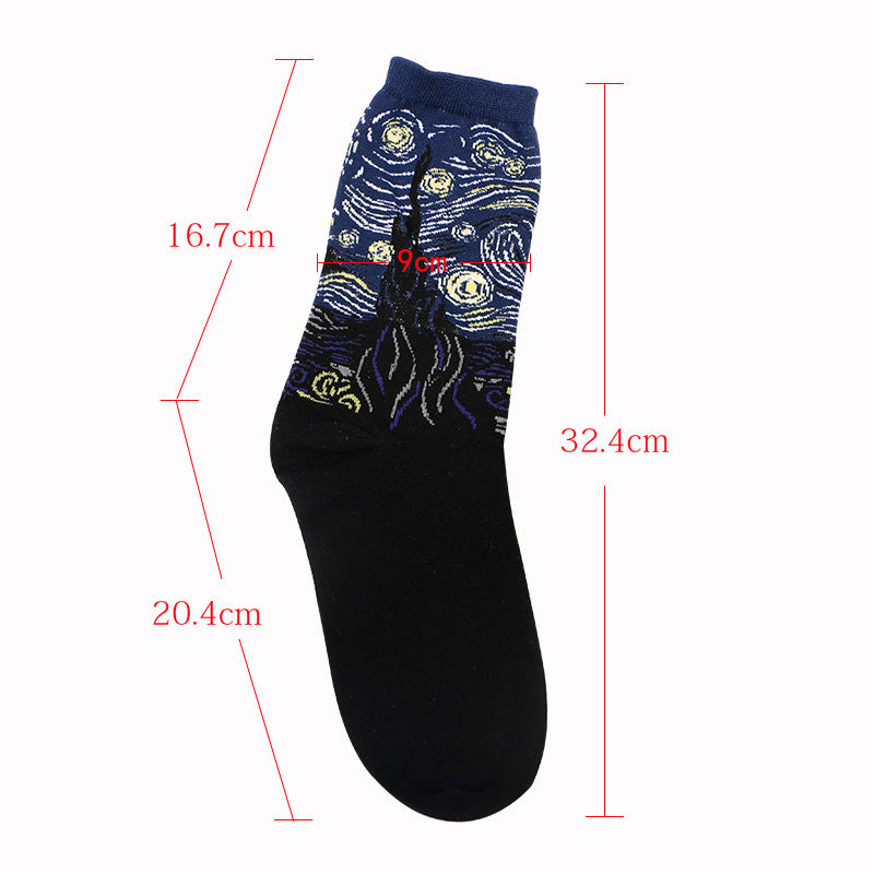 3D Retro Starry Night Art Socks – Unisex Funny Vintage Design