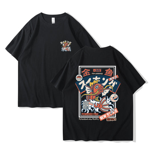 Red Koi Print Short Sleeved Harajuku Hip-hop Setwear Shirt - Embrace Bold Street Fashion