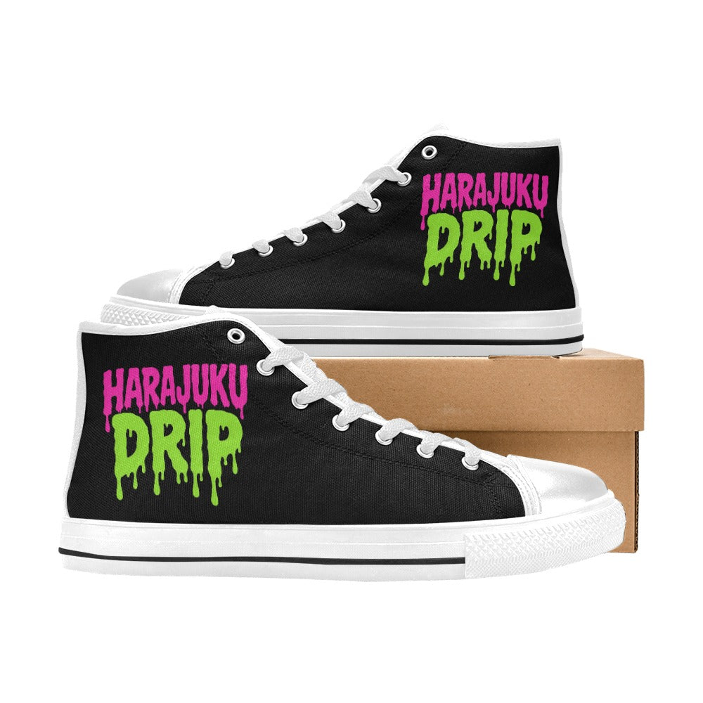 Harajuku Drip Neon Logo High Top Canvas Women's Shoes