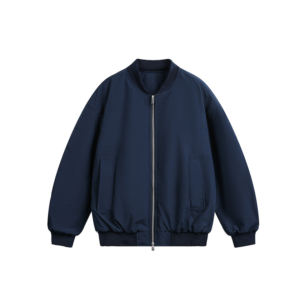 Solid Color Jacket - Loose Fit Cotton Jacket