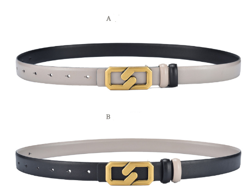 Versatile Genuine Leather Double-Sided Belt for Women