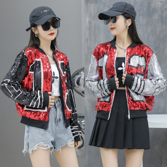 Harajuku Sequin Baseball Jacket