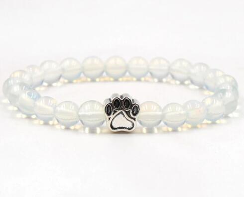 Colorful Paw Print Bracelets for Pets – 8mm Natural Stone Beads